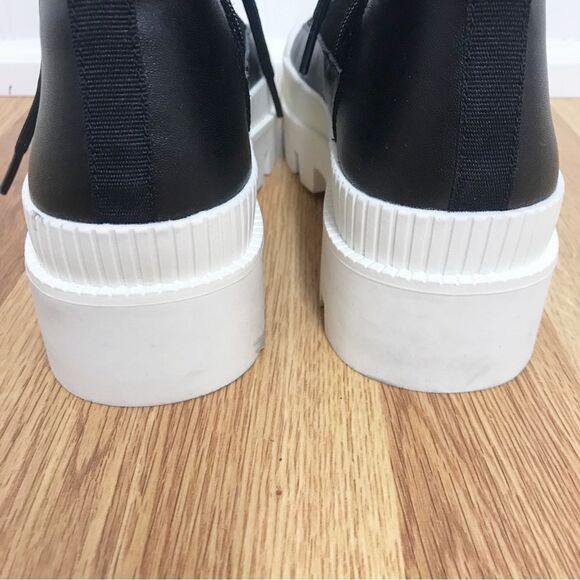 GIANNI BINI Black Leather Platform Ankle Boot Bootie Lug Sole Sneaker Sz 6.5 New - Picture 5 of 13